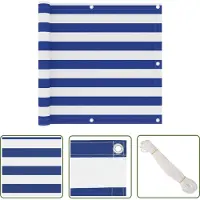The Living Store Living Store: Protector para balcón, blanco y azul, 90x300 cm, tejido Oxford