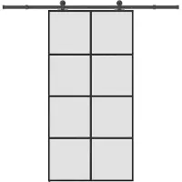 vidaXL Puerta corredera con herrajes, 102,5 x 205 cm, vidrio de seguridad ESG y aluminio