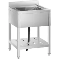 Royal Catering Fregadero de cocina con un solo lavabo y superficie de almacenamiento, de 60 x 60 x 94 cm