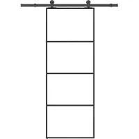 vidaXL Puerta corredera con herrajes, 76x205 cm, vidrio de seguridad ESG y aluminio
