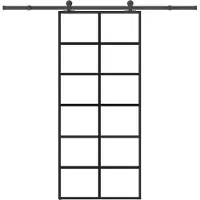 vidaXL Puerta corredera con herrajes, 90x205 cm, vidrio de seguridad ESG y aluminio