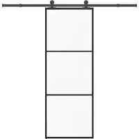 vidaXL Puerta corredera con herrajes, 76x205 cm, vidrio de seguridad ESG y aluminio