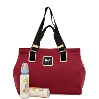 Bagmori Bolsa para pañales beige / burdeos / negro