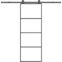vidaXL Puerta corredera con herrajes, 76x205 cm, vidrio de seguridad ESG y aluminio