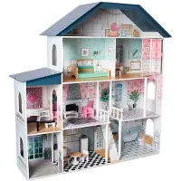 Deqube Casa De Muñecas De Madera Premium De 4 Pisos