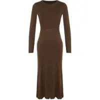 Trendyol Vestido de punto marrón oscuro
