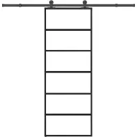 vidaXL Puerta corredera con herrajes, 76x205 cm, vidrio de seguridad ESG y aluminio