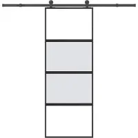 vidaXL Puerta corredera con herrajes, 76x205 cm, vidrio templado y aluminio