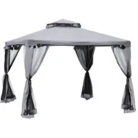 Northio Pérgola de jardín. Pérgola. Carpa para jardín. Carpa para fiestas. Con 4 paredes laterales. Estructura de metal resistente. Tejido de poliéster. Gris claro. Dimensiones: 3 x 3 x 2,6 metros