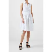 French Connection Sless Smock Broderie Mix Dress White Talla: 6 | Vestidos Midi Outlet | Mujer | Blanco