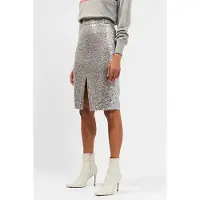 French Connection Eshka Sequin Skirt Silver/ Moon Rock Talla: 6 | Faldas Midi Outlet | Mujer | Gris