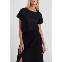 French Connection Rhodes Cotton Poplin Keyhole T-shirt Black Talla: XL | Camisetas de Seda Outlet | Mujer | Negro