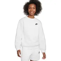 Nike - Kid's NSW Club Fleece Crew L/S - Camiseta de manga larga size M, blanco