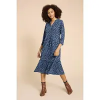 White Stuff Naya Jersey Dre Blue Printed Talla: 18 REGULAR | Vestidos Midi Outlet | Mujer | Azul