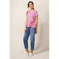 White Stuff Nelly Embroidered Tee Pink Multi Talla: 10 PETITE | Camisetas de Seda Outlet | Mujer | Rosa