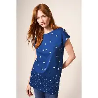 White Stuff Carrie Tunic Navy Printed Talla: 6 | Camisetas de Seda Outlet | Mujer | Azul