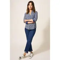 White Stuff Annie Printed Jersey Shirt Navy Printed Talla: 6 REGULAR | Blusas Outlet | Mujer | Azul