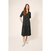 White Stuff Sabina Jersey Dre Black Printed Talla: 18 REGULAR | Vestidos Midi Outlet | Mujer | Negro
