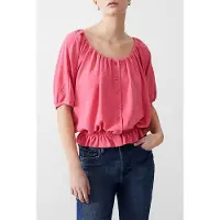 French Connection Button Crinkle Peasant Top Camellia Talla: 6 | Blusas Outlet | Mujer | Marrón