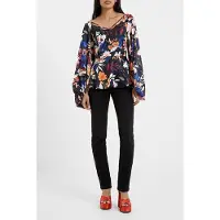 French Connection Brooke Aleeya Satin Top Black Talla: 10 | Blusas Outlet | Mujer | Negro