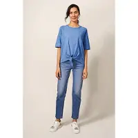 White Stuff Tie Hem Top Mid Blue Talla: 24 | Camisetas de Seda Outlet | Mujer | Azul