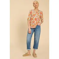 White Stuff Weaver Jersey Top Orange Printed Talla: 8 | Blusas Outlet | Mujer | Naranja