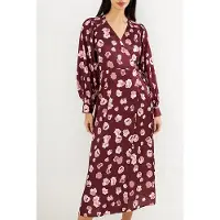 French Connection Bronwen Aleeya Satin Ls Dress Brown Talla: 10 | Vestidos Midi Outlet | Mujer | Marrón