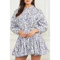 Guess Marciano By Abbie Shirt Dress Substance Blue Print Talla: XL | Blusón Outlet | Mujer | Azul