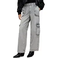 AllSaints Frieda Straight Trou Washed Grey Talla: W29 | Vaqueros Rectos Outlet | Mujer | Gris