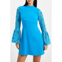 French Connection Garnet Velvet Lace Mini Dress Blue Talla: 6 | Mini Vestidos Outlet | Mujer | Azul