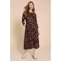 White Stuff Madeline Jersey Dre Black Printed Talla: 12 REGULAR | Vestidos Midi Outlet | Mujer | Negro
