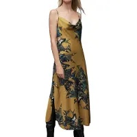 AllSaints Hadley Diana Dress Gold Talla: 34 | Vestidos Midi Outlet | Mujer | Amarillo