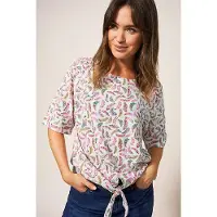 White Stuff Tie Hem Top Natural Printed Talla: 18 REGULAR | Blusas Outlet | Mujer