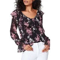 PAIGE Persephone Blouse Black Multi - Morrison Floral Talla: XXS | Blusas Outlet | Mujer | Negro