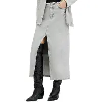 AllSaints Honor Maxi Skirt Snow Grey Talla: 12 | Faldas Vaqueras Outlet | Mujer | Gris