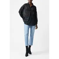 French Connection Lurex Georgette Ls Popover Black Talla: 6 | Blusas Outlet | Mujer | Negro