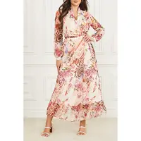 Guess Marciano By Rose Shadow Wrap Dress Print Talla: 36 | Vestidos Midi Outlet | Mujer | Rosa