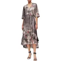 AllSaints Delana Koura Dress Shadow Grey Talla: 34 | Vestidos Midi Outlet | Mujer | Gris