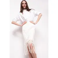 Pinko Telde Gonna Rete Con Frange Beige G. Maroso Talla: S | Faldas Midi Outlet | Mujer | Marrón