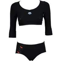 Arena W Icons Team Stripe Crop Top Two Pieces Black Talla: 38 | Bikinis Outlet | Mujer | Negro