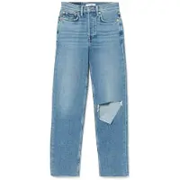 RE/DONE High Rise Stove Pipe Brisk Blue With Rips Talla: 24 | Vaqueros Rectos Outlet | Mujer | Azul