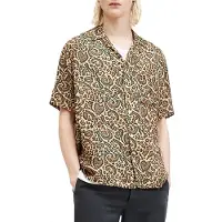 AllSaints Leo Paisley Ss Shirt Jet Black Talla: S | Camisas Casuales Outlet | Hombre | Negro