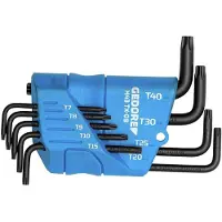 Gedore Juego de destornilladores de ángulo en soporte, 9 piezas, con puntas TORX T7-T40, H 43, TX-09
