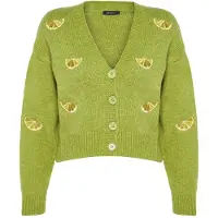 Trendyol Cárdigan amarillo / verde claro / blanco