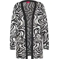 Swirly Cárdigan negro / blanco lana