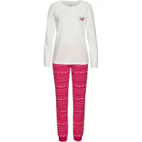 LASCANA Pijama marrón claro / rojo vivo / negro / blanco