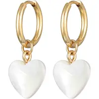 Elli Pendientes 'Herz' oro / blanco perla