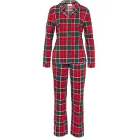 LASCANA Pijama verde oscuro / rojo