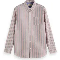 Scotch & Soda Lightweight Dobby Stripe Shirt Pink Grey Stripe Talla: M | Camisas Casuales Outlet | Hombre | Gris