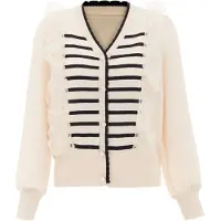 NAEMI Cárdigan negro / blanco lana